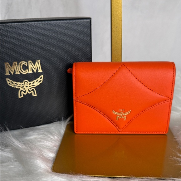 MCM Vibrant Orange Leather Wallet - Picture 1 of 9